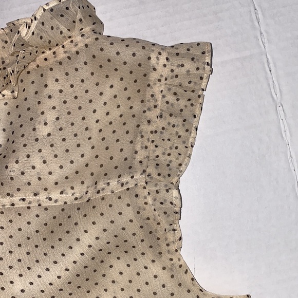 J. Crew 100% silk polka dot ruffle v-neck sleeveless wrap blouse size 4 cream - Picture 8 of 11